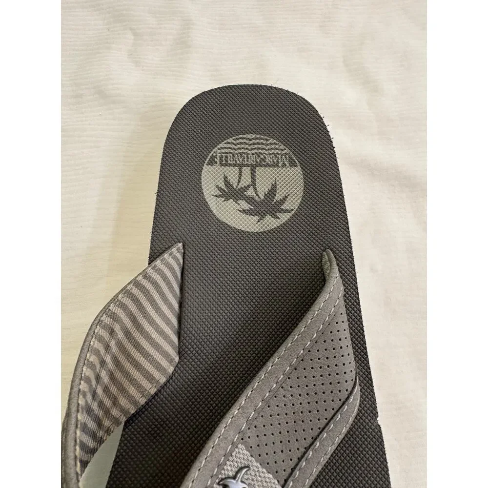 Margaritaville Palm Tree Flip Flops Toe Post Sandals Gray White Mens 8 Beach
